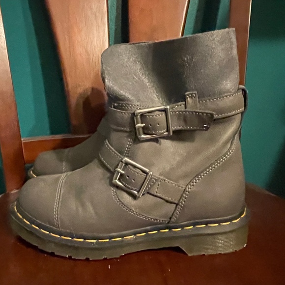 Rare Dr Marten Gray Motorcycle boots sz 6 us - Picture 1 of 7